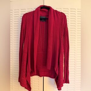 GUESS Red Knit Open Front Cardigan | Draped Waterfall | Size S